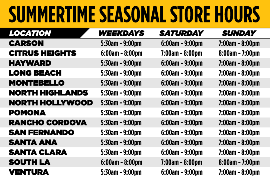 CW Summer Store Hours