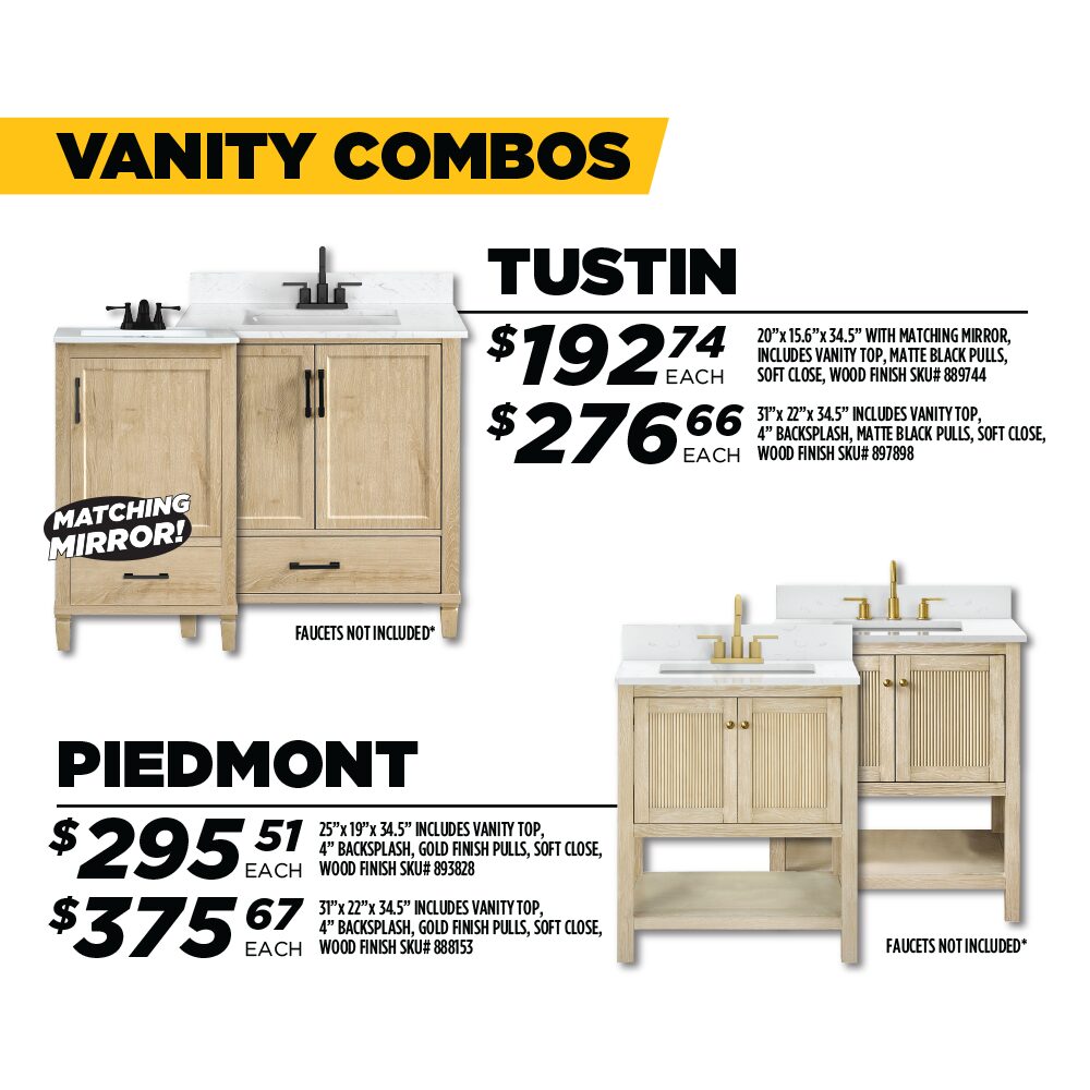 Tustin and Piedmont Vanity Combos